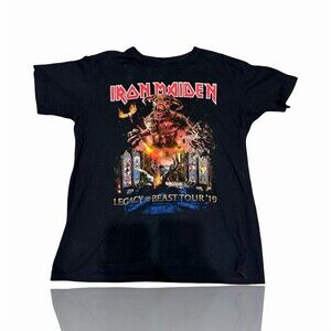 Iron Maiden T-Shirt Mens M Black Legacy of the Beast Tour 2019 Santiago